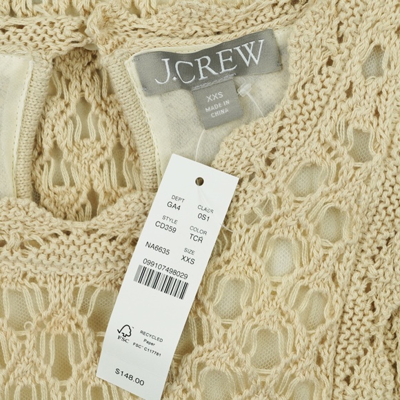 New JCREW Size XXS Pointelle Sleeveless Sweater-Dress in Beige $148 CD359 - Picture 5 of 5